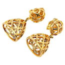 Chanel Gold Plated Birdcage Motif Clip Earrings