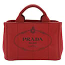 Prada Red Canvas Tote Handbag