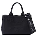 Schwarze Canvas-Tote-Handtasche von Prada