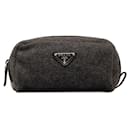 Prada Triangle Plate Pouch in Gray Felt