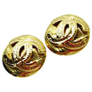 Chanel Coco Mark Metal Gold Clip Earrings