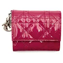 Carteira tri-fold em couro patente rosa Christian Dior