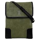 Loewe Khaki Green Suede and Leather Shoulder Bag