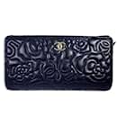 CHANEL Camellia Navy Long Wallet - Chanel