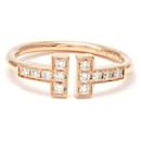 Bague en fil de diamant Tiffany T en or rose 18K - Tiffany & Co