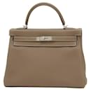 Sac à main Hermes Kelly 32 en gris Etoupe - Hermès