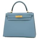 Hermes Kelly 28 Handbag in Blue Jean - Hermès