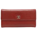 Chanel Camellia Embossed Bi-fold Long Wallet