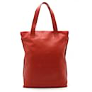 Loewe Red Leather Anagram Shopper Tote Bag