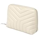 Saint Laurent Ivory Leather Pouch