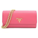 Prada Pink Leather Chain Wallet