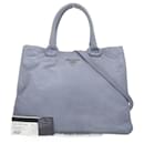 Prada Nappa Leather Handbag in Blue and Gray