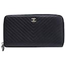 Chanel Chevron Stitch Caviar Skin Round Long Wallet