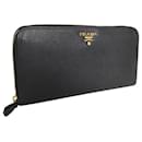 Prada Saffiano Round Zip Long Wallet