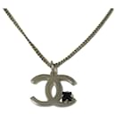 Chanel Silver Necklace with Onyx and Rhinestone