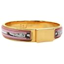 Hermes Gold and Pink Enamel Bangle Bracelet - Hermès