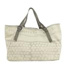 Bottega Veneta Beige and Gray Canvas Tote Bag