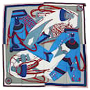 Hermes Silk Scarf in Blue and Red - Hermès