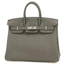 Sac à main Hermes Birkin 25 en cuir Togo gris - Hermès