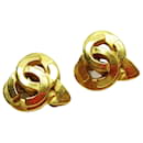 Chanel Gold Clip Earrings with Heart Motif