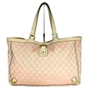 Gucci Abby Line Pink White GG Canvas Tote Bag