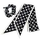 Chanel Black and Ivory Silk Scarf