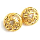 Chanel Coco Mark Metal Gold Clip Earrings