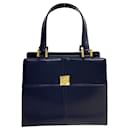 Sac fourre-tout en cuir bleu marine Yves Saint Laurent