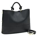 Bolsa de ombro de couro preto Salvatore Ferragamo