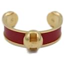 Hermes Gold and Red Leather Bangle - Hermès