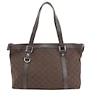 Gucci Dunkelbraune Canvas-Tote-Tasche