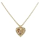 Christian Dior Gold Heart Rhinestone Necklace