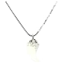 Christian Dior Silver and White Fang Motif Necklace