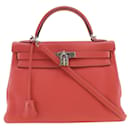 Sac à main Hermes Kelly 32 en rose corail - Hermès