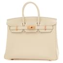 Bolso Hermès Birkin 25 en cuero Togo marfil