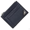 Porte-monnaie en cuir Saffiano bleu marine de Prada