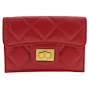 Chanel Red Calfskin Bi-Fold Wallet