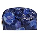 LOUIS VUITTON Vernis Ikat Flower Pochette Cosmetic Pouch Blue M90044 Auth 80660A - Louis Vuitton