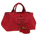 PRADA Canapa MM Hand Bag Canvas 2way Red Auth ep4733 - Prada