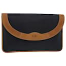 Bolso de mano Christian Dior de nailon negro y beige Auth 81010