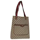 Bolsa tote em lona GG Gucci Sherry Line em PVC couro bege verde vermelho Auth 80255