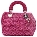 Kleine Lady Dior Handtasche aus lila Samtgewebe