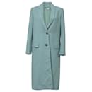 Fendi Single-Breasted Long Coat in Green Mohair Wool