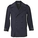 Christian Dior Double-Breasted Peacoat in Navy Blue Wool