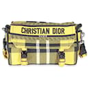 Pequena bolsa mensageiro Diorcamp em lona tartan amarela Christian Dior