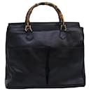 GUCCI Bamboo Hand Bag Leather Black Auth ep4747 - Gucci