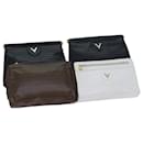 VALENTINO Clutch Bag Leather PVC Leather 4Set Black Brown white Auth yk13236 - Valentino