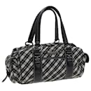 BURBERRY Nova Check Blue Label Hand Bag Nylon Black Auth bs15725 - Burberry