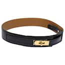 HERMES Kelly Belt Leather 33.9"" Black Auth 81121 - Hermès