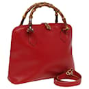 GUCCI Bamboo Hand Bag Leather 2way Red 000 406 0289 Auth 79440 - Gucci